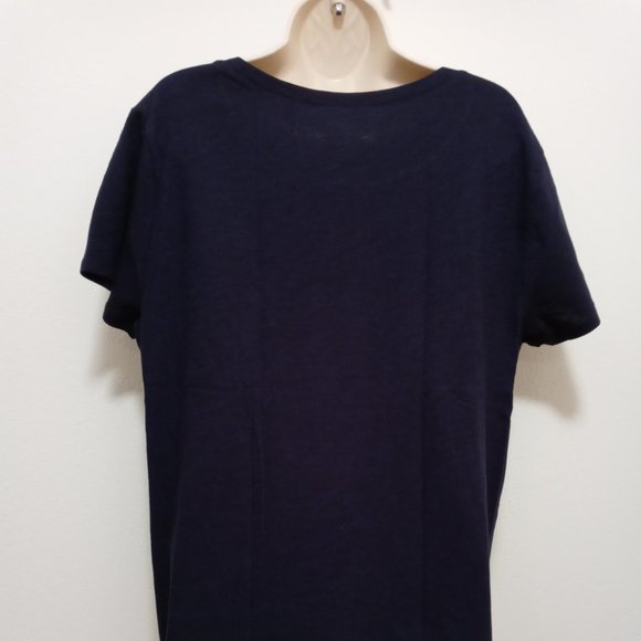 NWT Loft Floral Gold Cone Navy Tee 100% Cotton - Picture 4 of 8